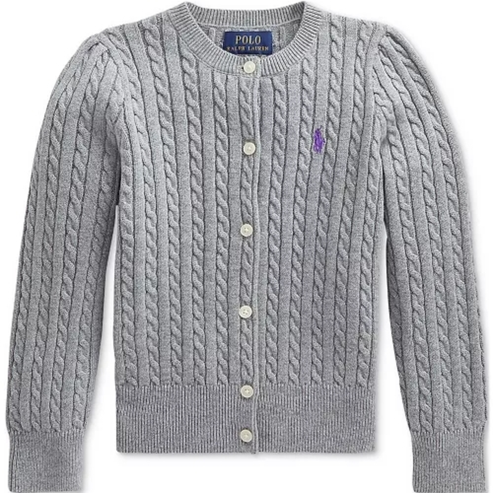 Polo by Ralph Lauren Kids Light Gray Cable Knit Cardigan